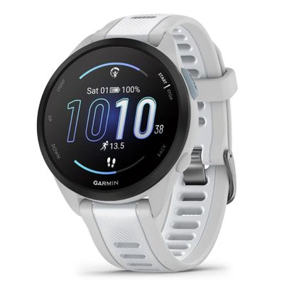 GARMIN Forerunner 165 GPS Smart Watch (43mm., Mist Gray/Whitestone Case, Mist Gray/Whitestone Band)